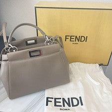 FENDI Peekaboo Mini Leather Handbag with Full Accessories #QYDQE1