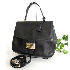 Prada Classic Leather 2-Way Bag, Black, for Women and Men #QY5U3L