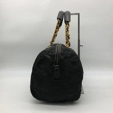 PRADA handbag, triangular plate, gold hardware, chain, black. #QYIW4C