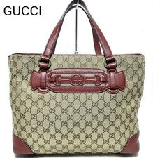 Gucci tote bag, GG canvas, horsebit, interlocking leather. #QYF8V1