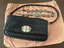 miu miu Matelasse Nappa Crystal Shoulder Bag Clutch