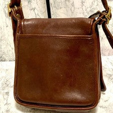 Old Coach shoulder bag, brown, flap, leather. #QYJYF0