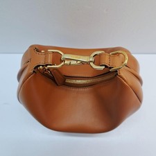 FENDI Graphic Mini 8BS081 Camel Brown Gold HW Logo Scratched #QYIGQP