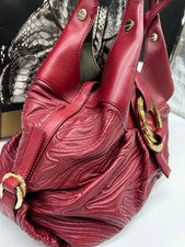 BVLGARI Chandra Red Leather Handbag Authentic Luxury #QY6PP4