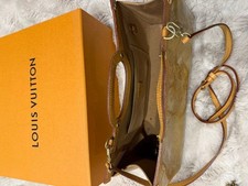LOUIS VUITTON Gold Handbag Beige Leather Women #QYA31D