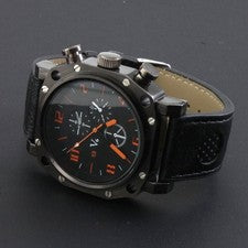 Nixon V-6 Men's Chronograph Design Watch, Black with Orange, AVIATOR 51- #QY1PSW