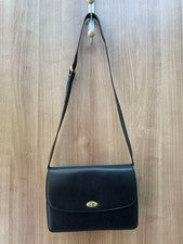 Old Coach Shoulder Bag, Black Leather, Turnlock #QYHL45