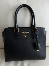 PRADA Saffiano Leather Handbag 2-Way Shoulder Bag Black 1BA113 #QY3OGK