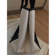 BALENCIAGA Canvas Tote Bag White Black Pouch Hawaii Purchase #QYHE3K