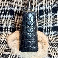 DIOR Lady Dior Cannage Handbag Black Lambskin Women #QY14D4