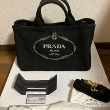 PRADA Black Canvas Handbag Women #QY8M61