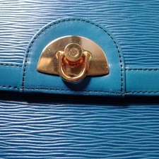 GUCCI LOUIS VUITTON handbag, blue with gold hardware, authenticated. #QY2DTI