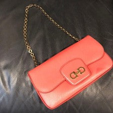 Salvatore Ferragamo Gancini Coral Pink Leather Handbag Italy #QY4JT3