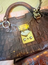 MIU MIU Croco Embossed Shoulder Bag Long Wallet Set