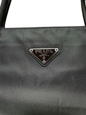 PRADA Triangle Logo Nylon Handbag Brown Two Compartments Zip Pockets W31 #QYDBPV