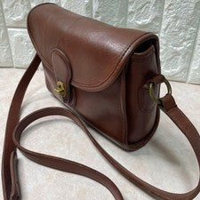 USA-made OLD COACH Turnlock Leather Shoulder Bag, Brown #QYHLDU