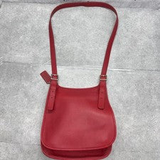 Old Coach Flap Leather Shoulder Bag 9135 Red #QY136D