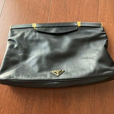 Prada black leather clutch; the leather inside was old and has been repl #QYDIDD