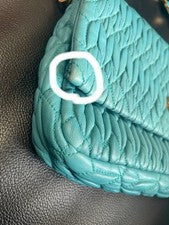 MIU MIU Nappa Crystal Matelasse Turquoise Blue Shoulder Bag #QYF1VE