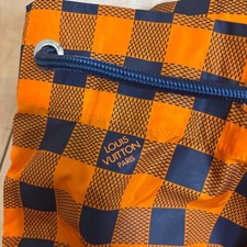 LOUIS VUITTON Orange Check Pattern Backpack Front Pocket #QYJXNL