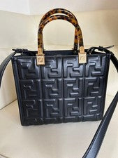 FENDI Sunshine Small Nappa Leather 2-Way Bag, Black #QY7I85