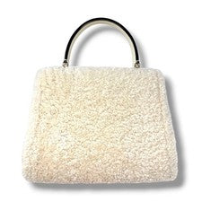 Valextra Mini Iside handbag, ivory, shearling, and sheepskin. #QYFGS1