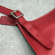 Old Coach Flap Leather Shoulder Bag 9135 Red #QY136D