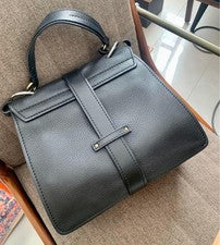 Chloe Abby Medium Bag, Black Leather, Women's, with Padlock #QY4Y1Q