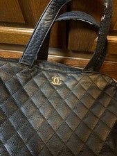 CHANEL Caviar Skin Black Matelassé Bag #QYDK40