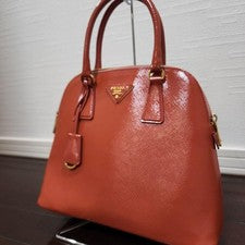 PRADA Saffiano Orange Leather Handbag Shoulder Bag #QYDJWY