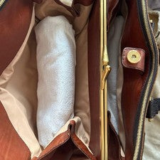 CHLOE Canvas Leather Handbag Brown Dark #QY98OG