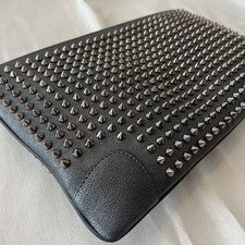 Christian Louboutin Studded Clutch Bag Black Leather #QY002T