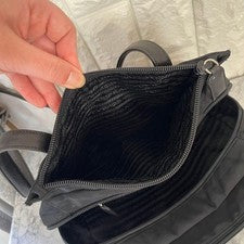 PRADA Prada Triangle Plate Handbag Tote Bag Black #QYDIGW