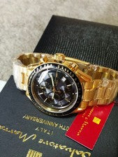 Gold IP Multi-Function Chrono 100M Water Resistant Men Watch Japanese #QYI1EE