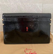 Christian Louboutin Black Patent Studs Clutch 2-Way Bag W28 H18 Women #QYBKRO