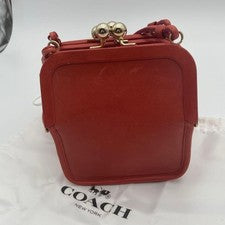 COACH Shoulder Bag, Clasp Closure, 2-Way, All Leather, Red #QY5DGN