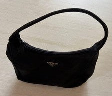 PRADA accessory pouch mini bag, Pocono nylon, black, triangular shape. #QY4IX6