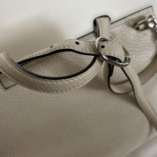 GUCCI Bamboo Daily Leather Handbag Mystic White Ivory Shoulder Strap withC #QY6W70