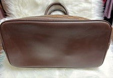 LOUIS VUITTON Damier Canvas Brown Leather Handbag France #QYGQL1