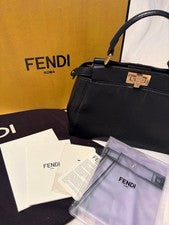FENDI Mini Peekaboo Handbag, Black #QYE6FA