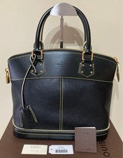 LOUIS VUITTON Genuine Leather Suhali Lockit Handbag in Black Monogram #QYG48U