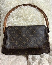 LOUIS VUITTON Monogram Brown Shoulder Bag Leather Handle No Acc #QYF1QA