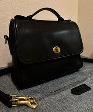 COACH Old Coach 9870 Turnlock Leather 2-Way Bag, Black #QYJIKZ