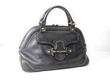 Gucci Horsebit Handbag, Classic Finish, Grained Leather, Black #QYL9I5