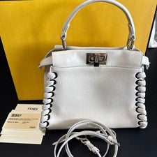 FENDI Peekaboo Mini White Handbag #QYBM4E