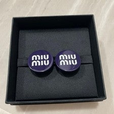 [Good condition] ♡miu miu♡ Looks great with summer outfits logo earrings navy