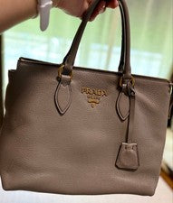PRADA gray leather handbag Women #QYKTXZ