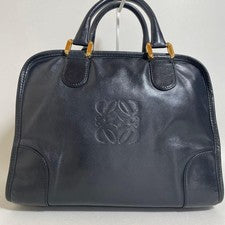 LOEWE Amazona Handbag Black Leather Anagram Logo H23 W32 D14 #QYGQ91
