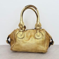 CHLOE Paddington handbag with padlock, metallic gold. #QY4QB5