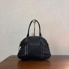 LOEWE Anagram Nylon Leather Handbag, Black #QY7C6Q